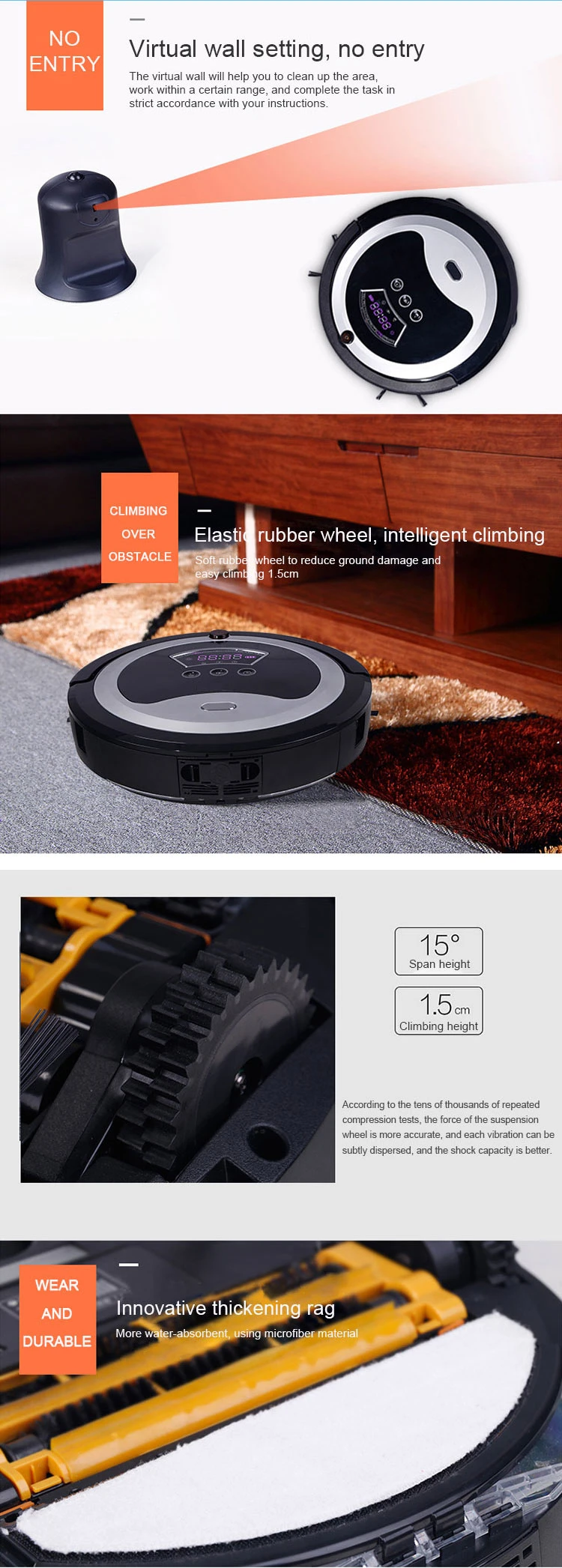 Wet and Dry Sweeping and Mopping Machine Robotic Vacuum Cleaner