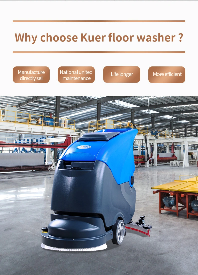 Floor Washing Cleaning Machine Portable Walk Behind Hand Push Floor Scrubber Dryer with Single Brush