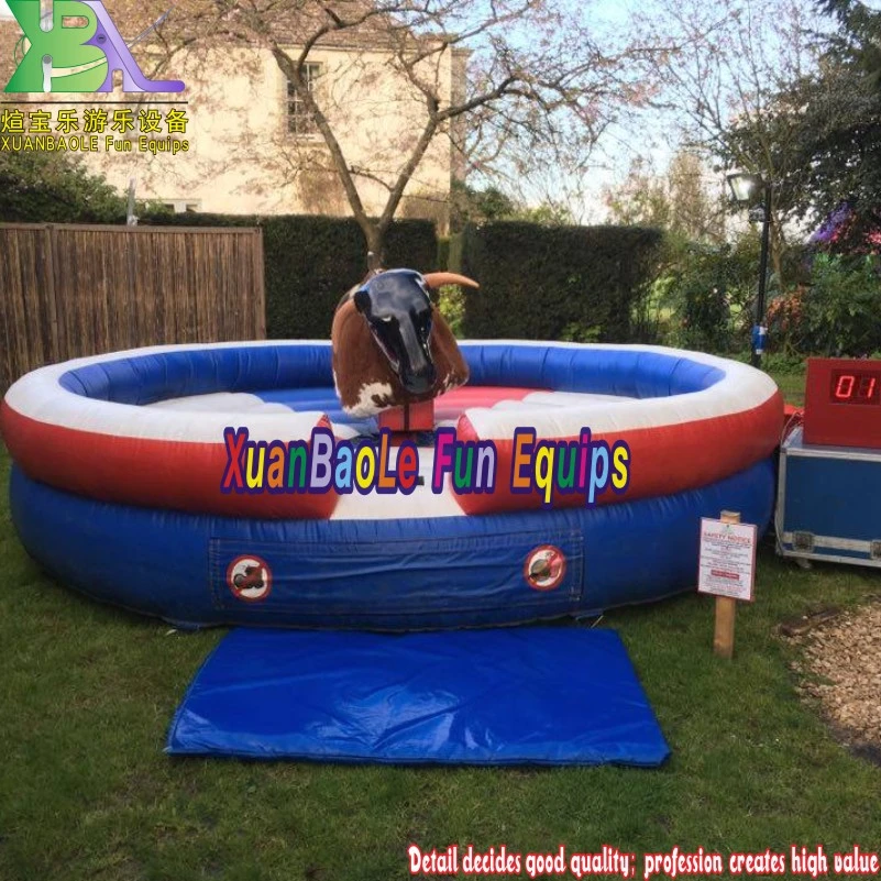 Entertainment Park Games Exciting Kids N Adults Red&Blue Inflatable Mechanical Bull for Rent