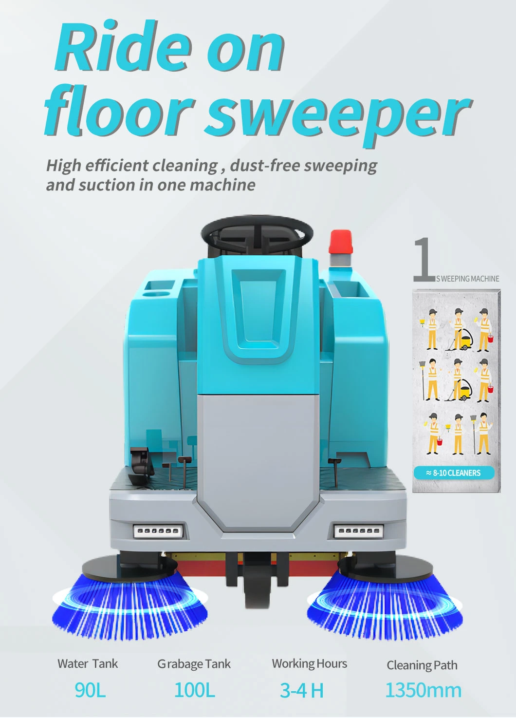 Charging Ride on Type Industrial Floor Sweeping Machine