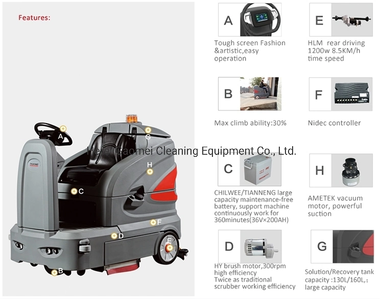 Ce Approved Airport Cleaning Use Ride on Floor Scrubber