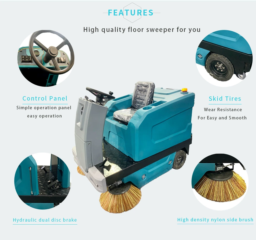 Industrial Road Cleaning Durable Floor Sweeper with Double Brush