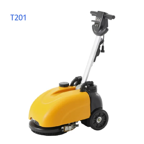 Yellow Small Size 13 Inch Brush Electric Rotary Walk Behind Robotic Automatic Epoxy Gym Tile Wooden Floor Floor Scrubber Dryer
