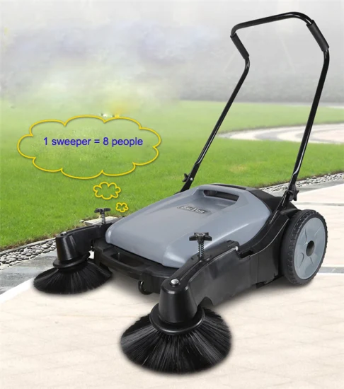 New Small Mobile Automatic Hand Held Push Walk Behind Warehouse Parking Lot Artificial Turf Leaf Tennis Court Road Floor Sweeper